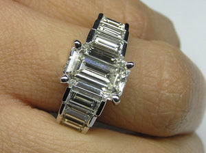 925 sterling silver 4 carat Emerald cut Moissanite Engagement & Wedding ring