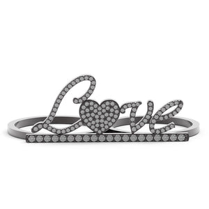 0.66cts Natural Pave White Diamond 925 Silver Love Heart Style Two Finger Ring