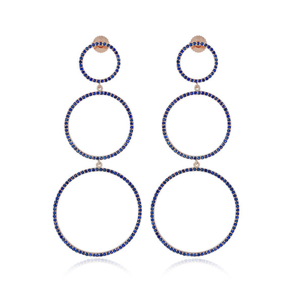 14k Rose Gold Natural Blue Sapphire Gemstone Dangle Earrings Jewelry EAMJ-999