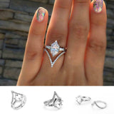 925 Sterling Silver 3ct Marquise Shape White Diamond Awesome Engagement Ring Set