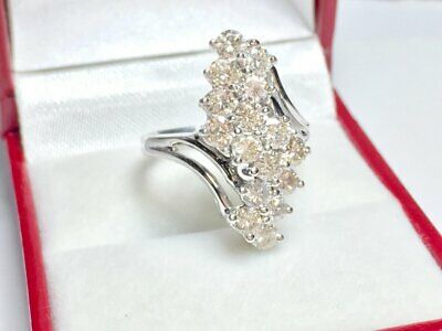 Diamond Cluster Ring 2.00 CT Vintage 1980's Diamond Cocktail Engagement Ring