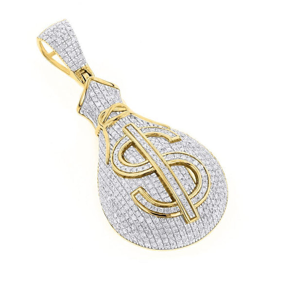 Dollar $$ Money Bag Rich Style Statement Pendant Men Women Solid Sterling Silver