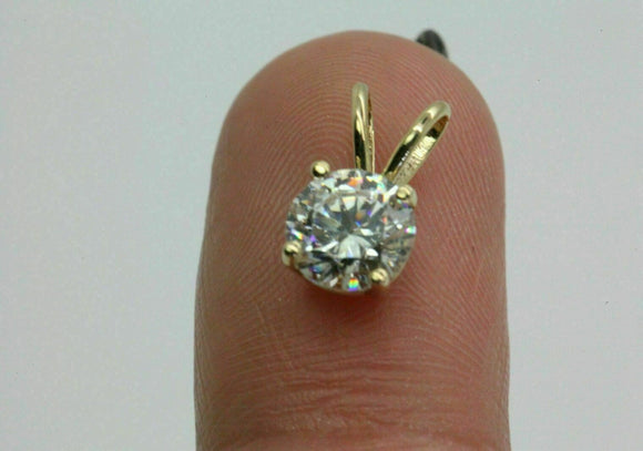 1.00 CT Round Cut Sim Moissanite Solid 14k Yellow Gold Solitaire Pendant