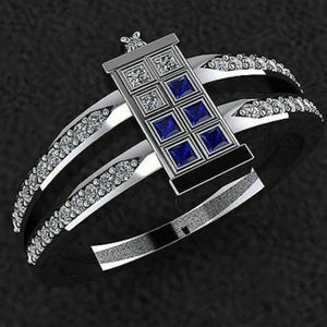 1.45 Ct Doctor Who Tardis Inspired Engagement Bridal In 925 Sterling Silver Ring