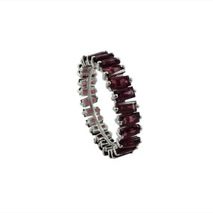 2.48Cts Natural Baguette Red Garnet Gemstone Band Ring Solid 925 Silver Jewelry