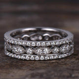 Round Brilliant Cut Diamond Eternity Band Engagement Ring 14k White Gold Finish