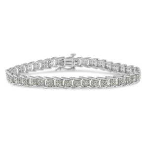 2.00 CT Round Cut Diamond 14k White Gold Over Women's Tennis Bracelet Fan Shaped