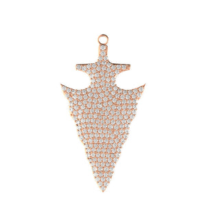 14k Rose Gold Natural Pave Set White Diamond Handmade Arrowhead Pendant Jewelry