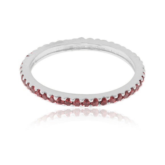 Natural Garnet Gemstone 925 Silver Eternity Band Ring Jewelry Size 6.5 RIMJ-469