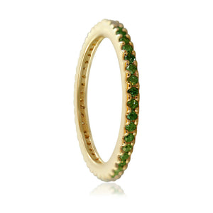 BIRTHDAY GIFTS 14k Yellow Gold Natural Chrome Diopside Band Ring Fine Jewelry