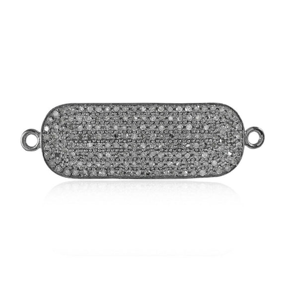 Double Loop Connector Pave Set Diamond 925 Solid Silver Finding Jewelry BR-26