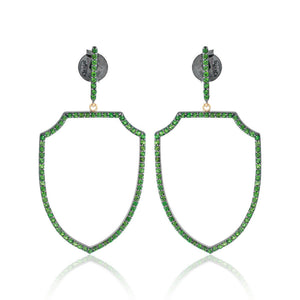 Natural Pave Chrome Diopside 925 Solid Silver Handmade Earrings Jewelry EAMJ-862