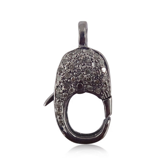 92.5 Sterling Silver Pave Diamond Lobster Lock Clasp Handmade Finding Jewelry