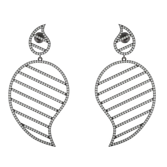 Natural Pave Diamond 925 Sterling Silver Mango Shape Dangle Earrings Jewelry