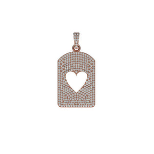 Natural Pave White Diamond Solid 14k Rose Gold Heart Handmade Pendant Jewelry