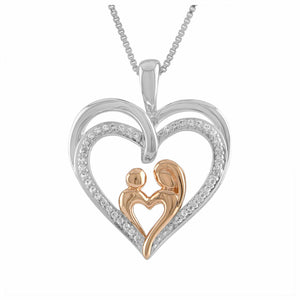 1/10 CT. White Diamond 14K Rose Gold Over Sterling Silver Heart Pendant Necklace