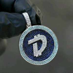 Lucky D Logo Pendant HipHop Style Diamond Studded Solid Sterling Silver 925