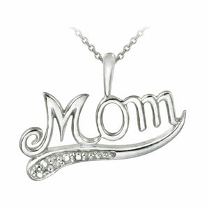 .925 Silver Diamond Accent Mom Pendant Necklace