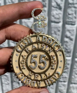 Lucky CASH - ADDICT 55Pendant HipHop Style Diamond STUDDED Solid Sterling Silver