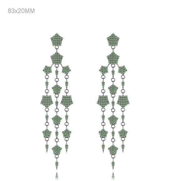 925 Sterling Silver Pave Chrome Diopside Chandelier Party Wear Earrings Jewelry