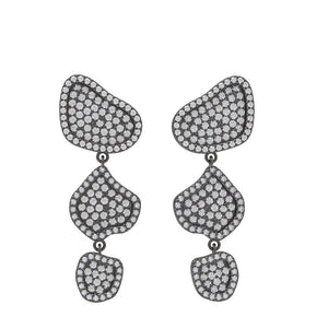 Genuine Pave Setting Diamond 925 Solid Silver Handmade Dangle Earrings Jewelry