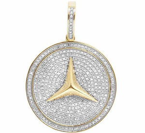 Mercedes Medallion Diamond Studded Charm Solid 925 Sterling Silver Best Quality