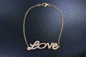 Diamond Love Bracelet 10K Rose Gold Over 0.40 Ct Heart Charm Bracelet 7"