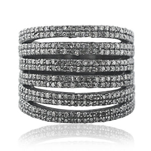 Natural Micro Pave Diamond 925 Silver Cage Band Ring Jewelry Size 7 RIMJ-236