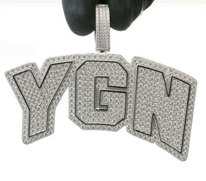 Lucky HipHop Pendant YGN statement Diamond Studded Solid Sterling Silver 925