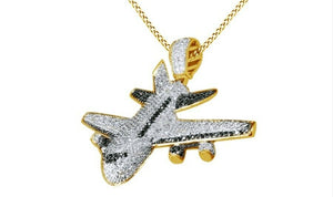 Lucky airplane Pendant HipHop Style Diamond Studded Solid Sterling Silver925