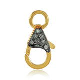 Solid 14k Yellow Gold Pave Diamond Lobster Clasp Hooks Finding Jewelry FIMJ-348