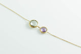 14K Gold Amethyst Bracelet - Purple Green Gemstone Bracelet for Women