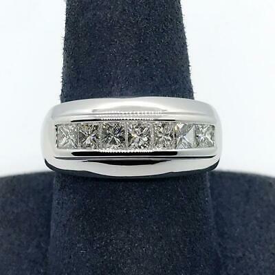 2.00 ct tw F/SI-1 Princess Cut Diamond Men's Wedding Band 18K White Gold Over