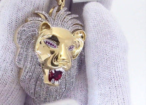 Vintage Lion Head Pendant Diamond Studded Best Royal Gift Solid Sterling Silver