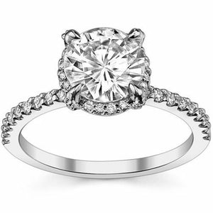 Brilliant Loose Moissanite Petite Pave Style Engagement Ring 925 Sterling Silver