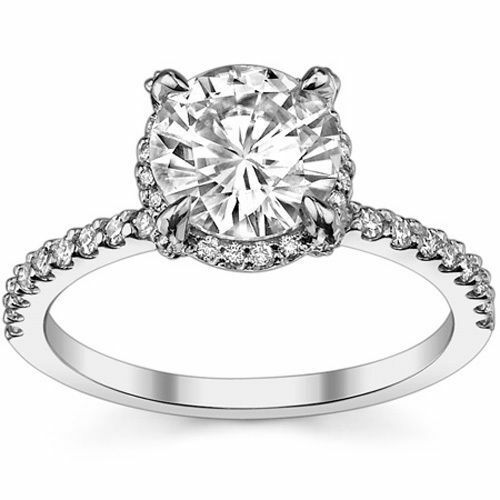 Brilliant Loose Moissanite Petite Pave Style Engagement Ring 925 Sterling Silver