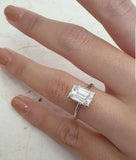 2Ct Emerald-Cut Diamond Solitaire Beautiful Engagement Ring 14K White Gold Finis