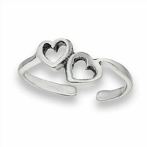 Promise Heart Tiny Solid .925 Sterling Silver Double Midi Toe Ring Band