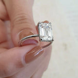 2Ct Emerald-Cut Diamond Solitaire Beautiful Engagement Ring 14K White Gold Finis