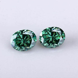 Pair Of Loose Moissanite Vivid Green Color 0.77 CT Oval Cut VVS,For Earring