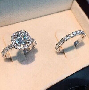 1.56Ct Round Moissanite Engagement Ring Wedding Band Set In 925 Sterling Silver