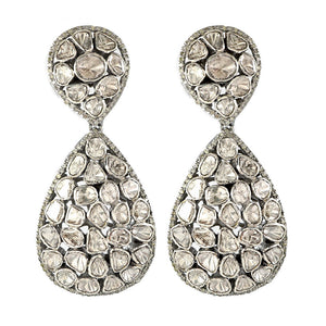 Natural Rose Cut Polki Diamond Pave 925 Silver Earrings Jewelry EAMJOS-839