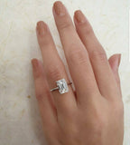 2Ct Emerald-Cut Diamond Solitaire Beautiful Engagement Ring 14K White Gold Finis