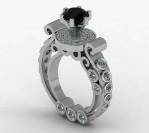 2.5ctblack Diamond Engagement Ring Party Cosplay Style Unique Design silver 925