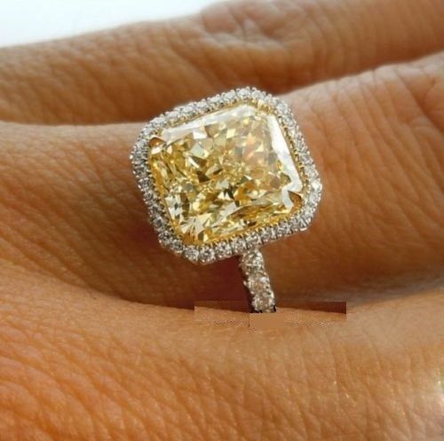 10 Ct Yellow Asscher Cut Diamond Engagement Ring Wedding Ring Sterling SilverListed for charity