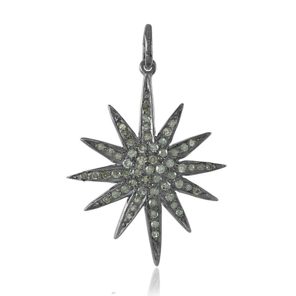 0.85cts Natural Pave Diamond 925 Silver Starburst 18