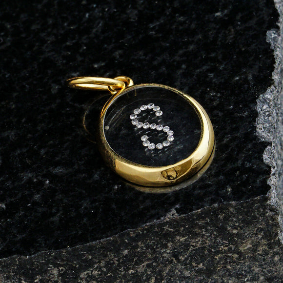 Crystal Diamond Pave Initial Later S Pendant 14k Yellow Gold Alphabet Jewelry