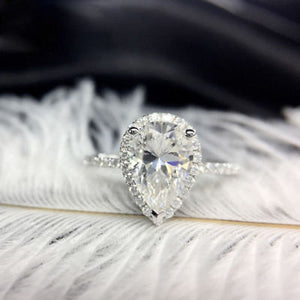 Custom Order 14k white gold 1.5ct pear cut moissanite ring set ring size 5.75