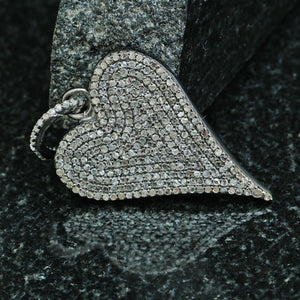 1.65 Ct Natural Diamond Pave Heart Pendant 925 Sterling Silver Handmade Jewelry