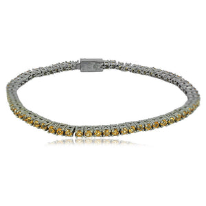 925 Solid Silver Natural Citrine Gemstone Tennis Link Bracelet Jewelry BRMJ-54